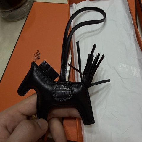 🐎 Hermès Rodeo PM 小馬吊飾|黑色|鱷魚皮|原廠盒裝