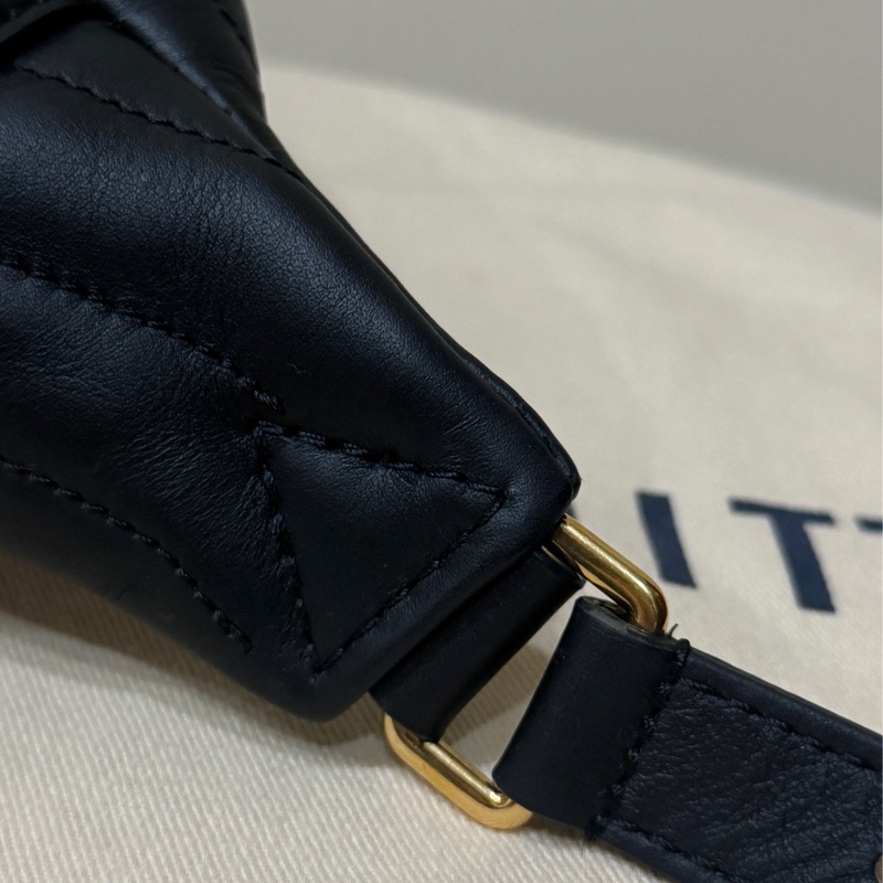 Louis Vuitton LV New Wave 小牛皮 金釦一字拉腰包 全新 M53750-5