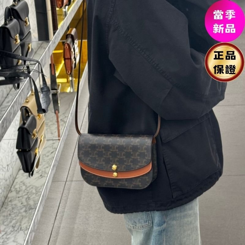 🎉新品好折扣✨Celine 10P672 標誌老花 DUO 標牛皮革飾帶錢包-0