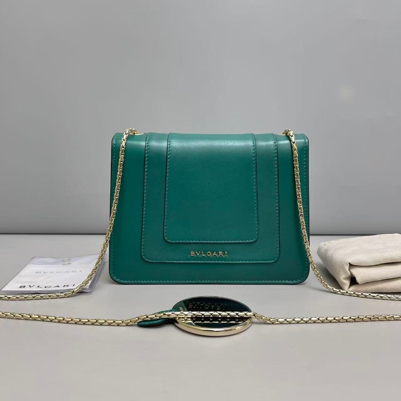 Bvlgari 祖母綠小號全皮蛇頭包-1