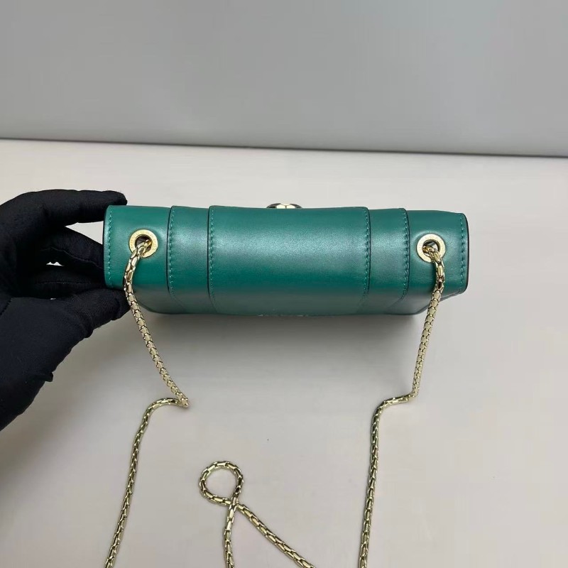 Bvlgari 祖母綠小號全皮蛇頭包-6