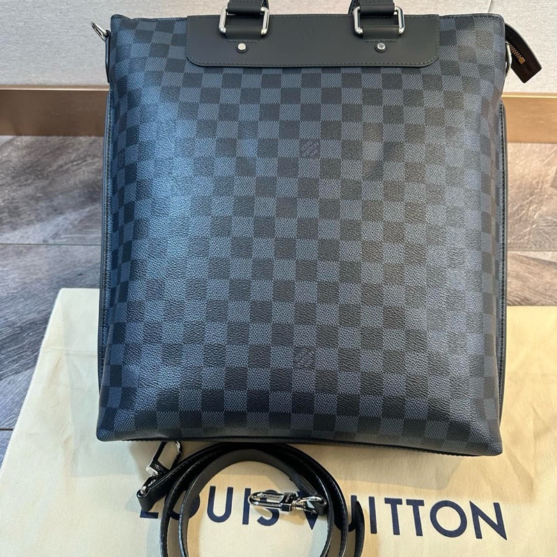 全新 LV 路易威登 棋盤格竪版公文包 托特包 手提單肩斜挎包 內有隔層 商務休閒都適合 百搭又耐用-0