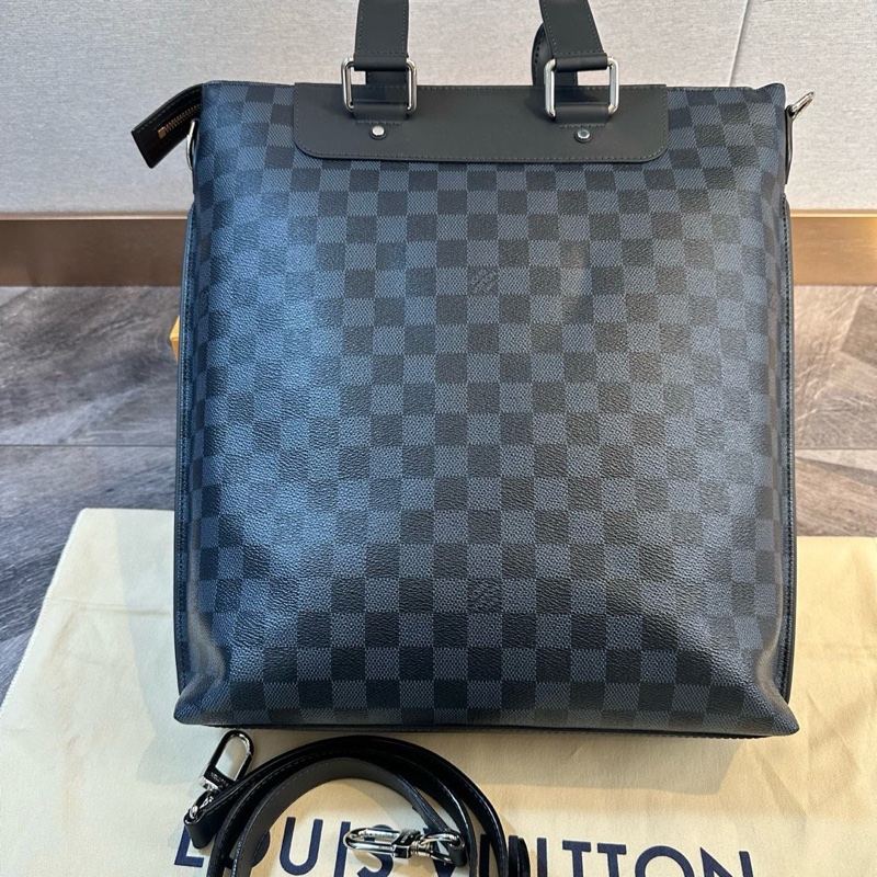 全新 LV 路易威登 棋盤格竪版公文包 托特包 手提單肩斜挎包 內有隔層 商務休閒都適合 百搭又耐用-1