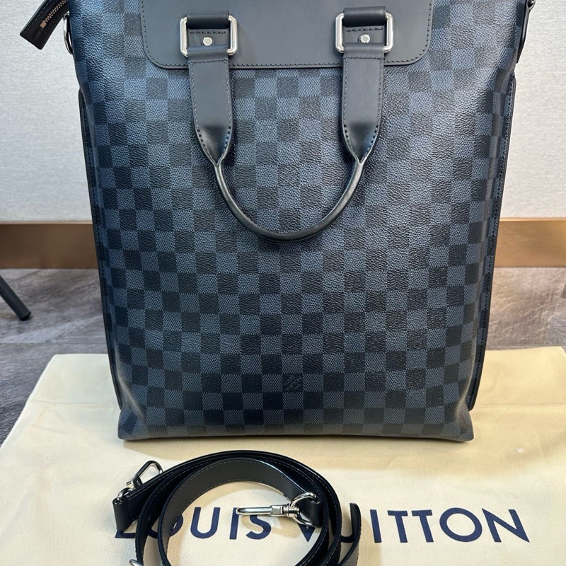 全新 LV 路易威登 棋盤格竪版公文包 托特包 手提單肩斜挎包 內有隔層 商務休閒都適合 百搭又耐用-8