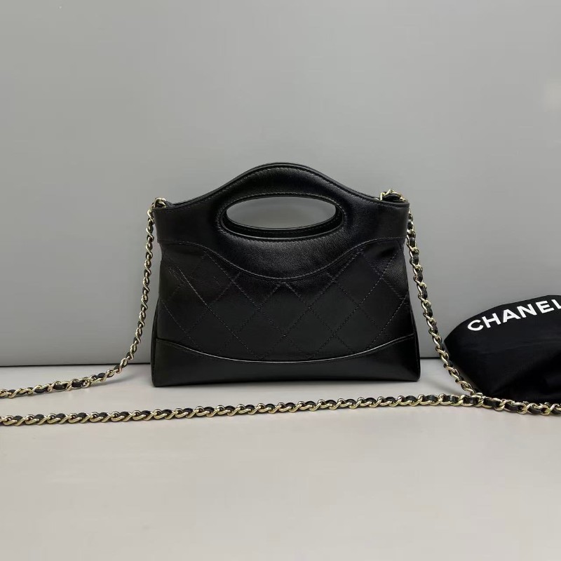 Chanel 31bag nano黑金全皮鏈條包 晶片款-1