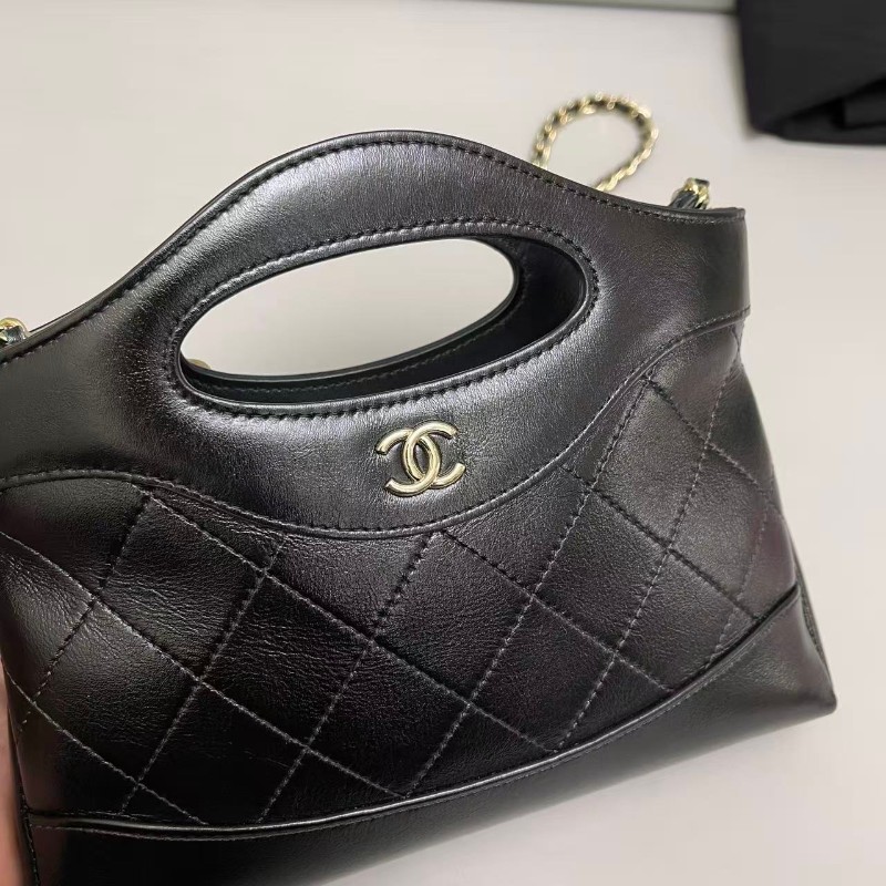 Chanel 31bag nano黑金全皮鏈條包 晶片款-2