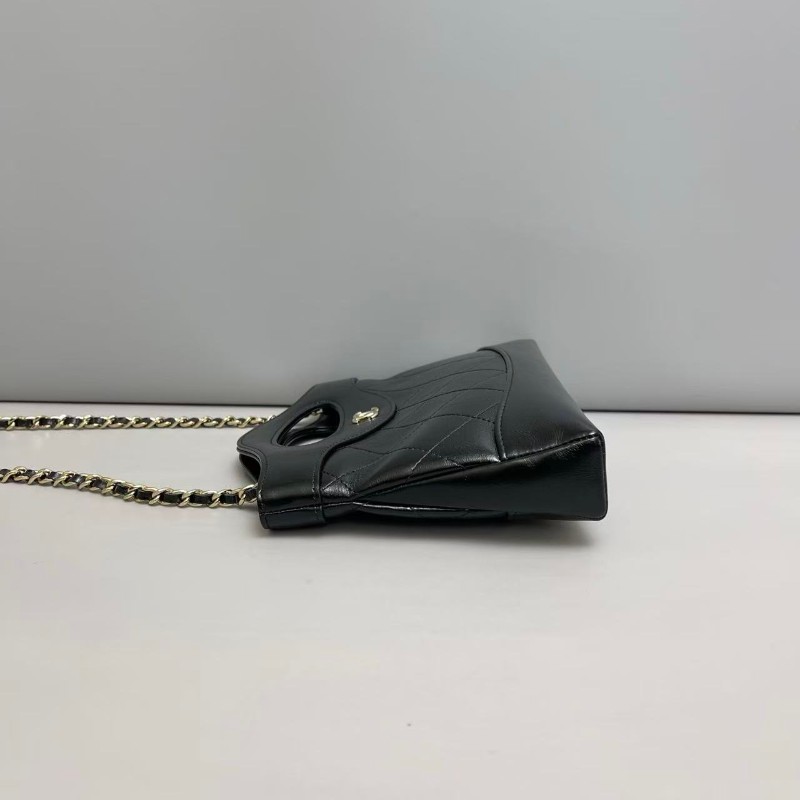 Chanel 31bag nano黑金全皮鏈條包 晶片款-3