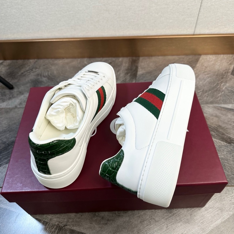全新 Gucci 古馳 新款 ACE系列 全皮厚底搭配紅綠裝飾 板鞋 休閒鞋 36.5  38.5跟4.5cm-3