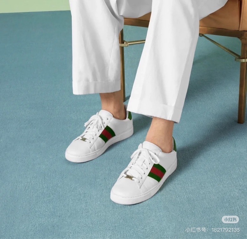 全新 Gucci 古馳 新款 ACE系列 全皮厚底搭配紅綠裝飾 板鞋 休閒鞋 36.5  38.5跟4.5cm-6