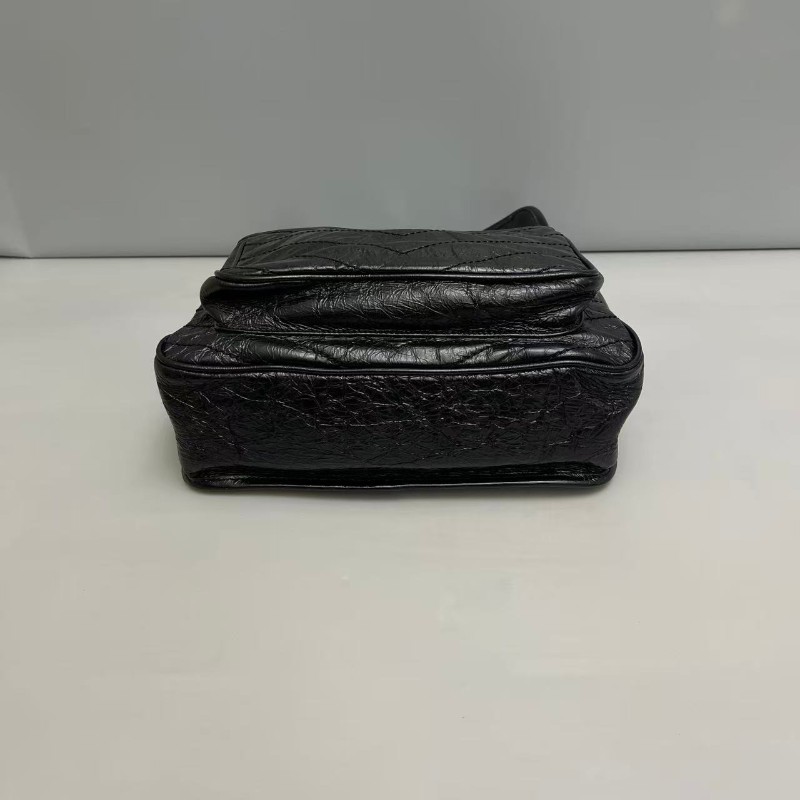 YSLNiki中號黑色銀鏈全皮肩背包斜背包-3