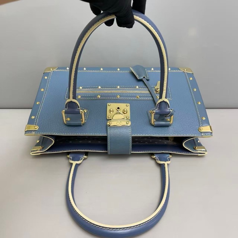 超級稀有😍LV路易威登 霧霾藍全皮蘇哈里 手提包-6