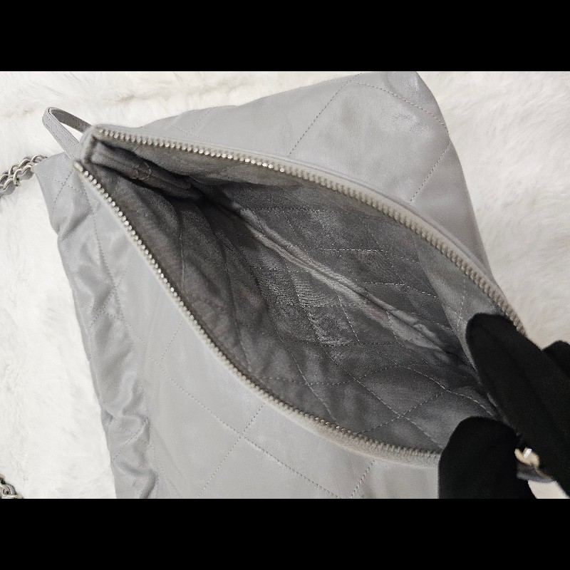 Chanel 22 灰色消光銀鏈 小號-2