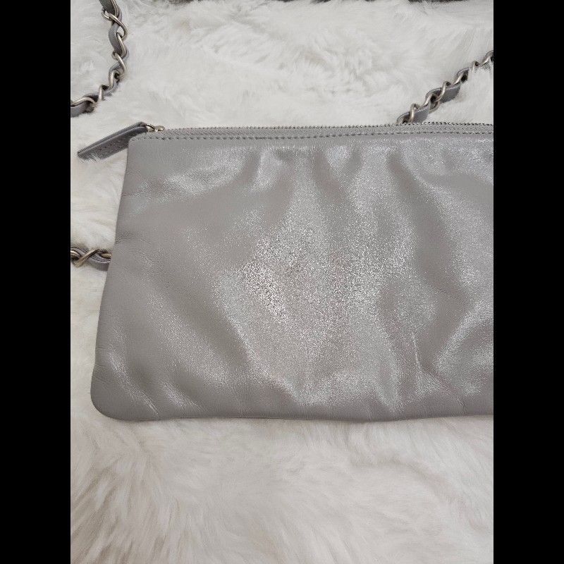 Chanel 22 灰色消光銀鏈 小號-6