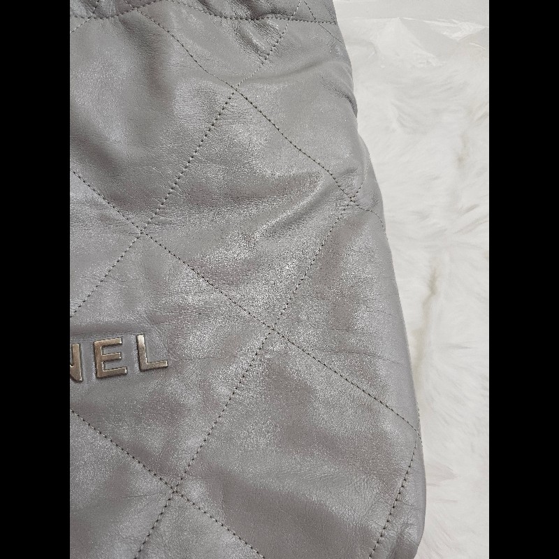 Chanel 22 灰色消光銀鏈 小號-7