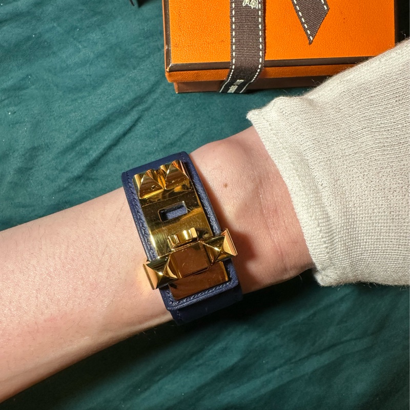 HERMES 愛馬仕 海軍藍 Collier de Chien 24手環-0