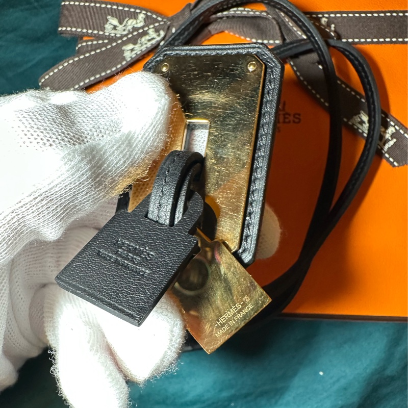 HERMES 愛馬仕KELLY 深藍色 皮革鎖頭項鏈-4