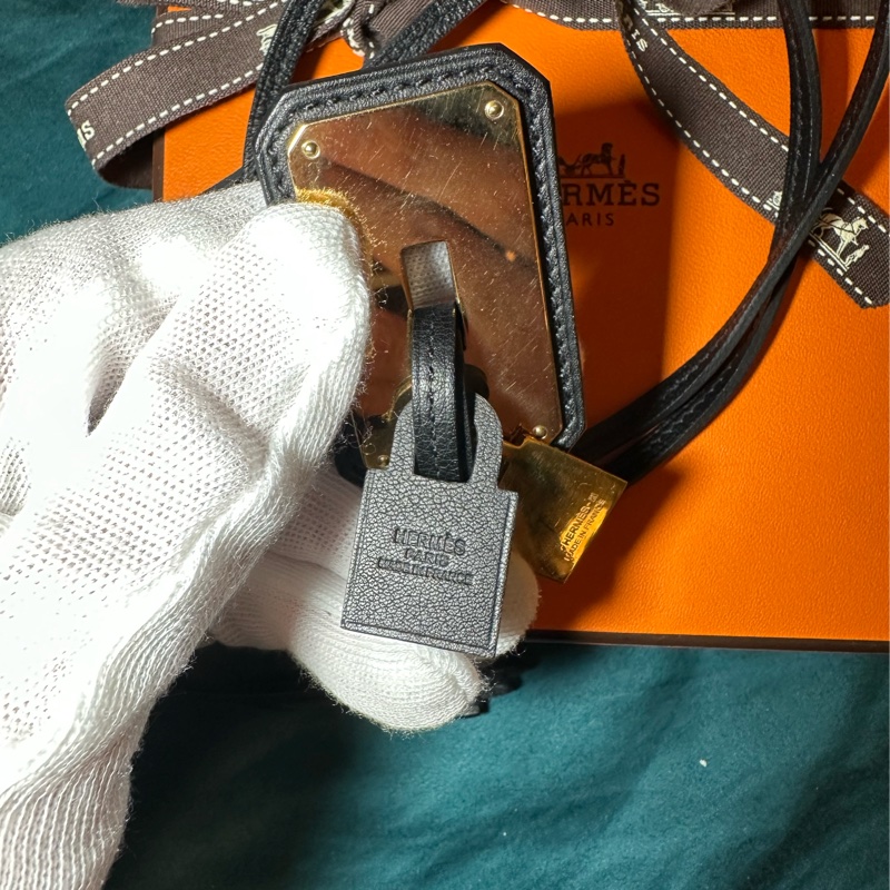 HERMES 愛馬仕KELLY 深藍色 皮革鎖頭項鏈-6