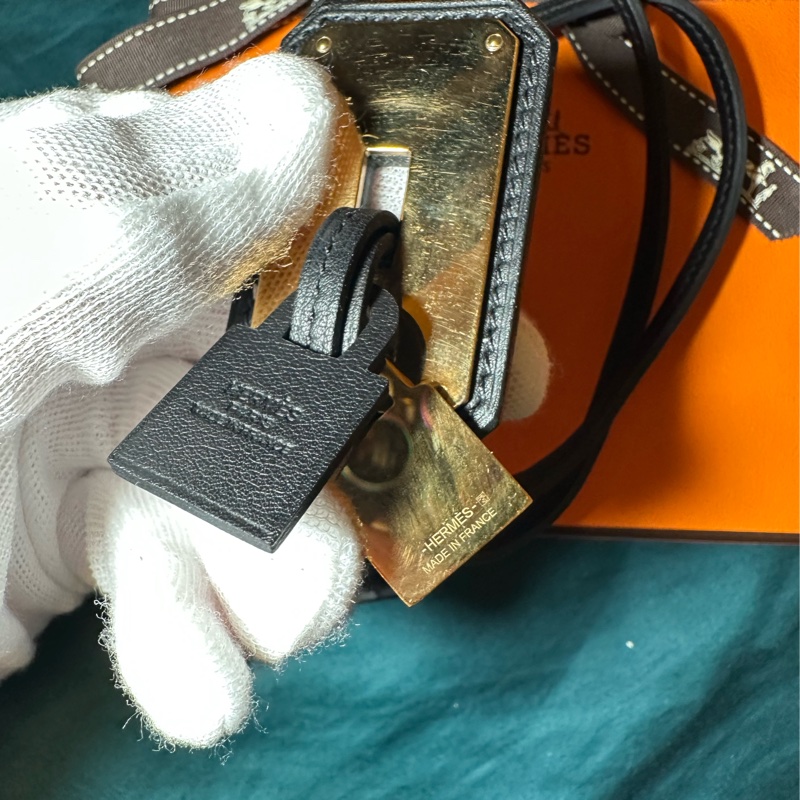 HERMES 愛馬仕KELLY 深藍色 皮革鎖頭項鏈-7