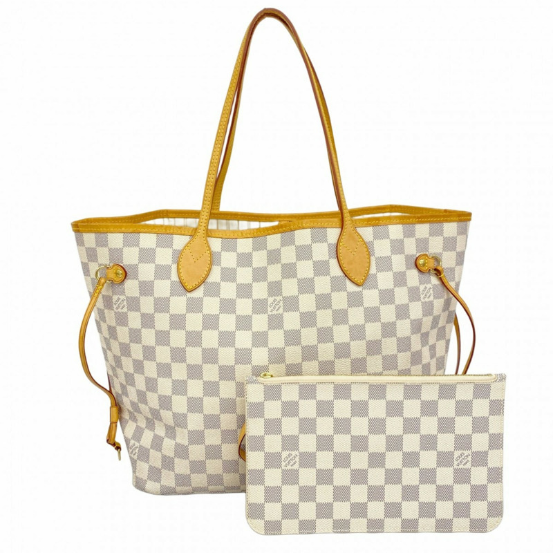 路易威登 Damier Azur Neverfull MM 手提包 N41361 白色 女士-0