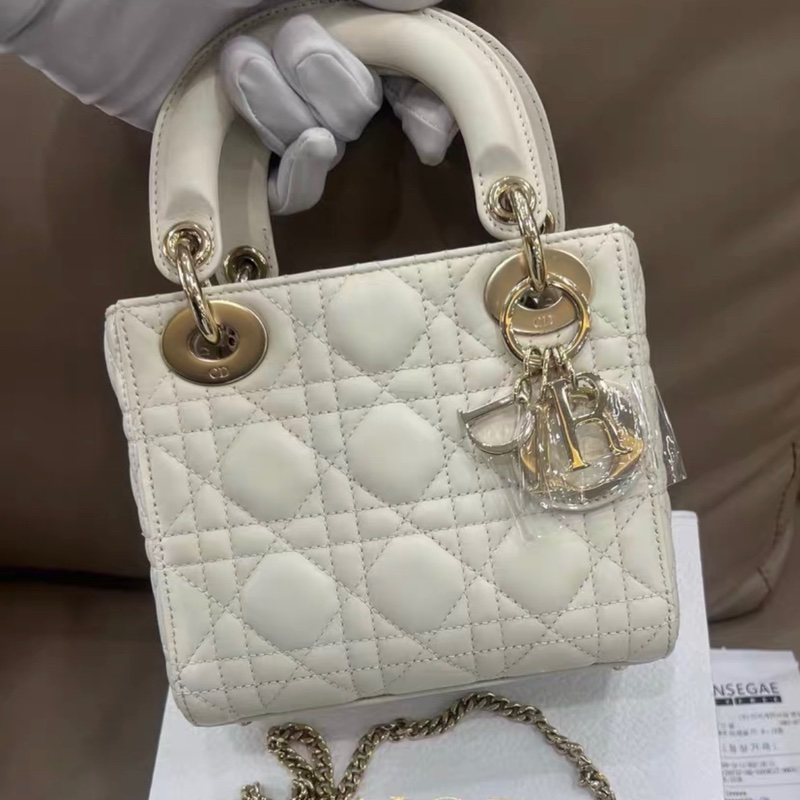 lady dior mini 白金色 戴妃白色 全新 全套齊有收據-0