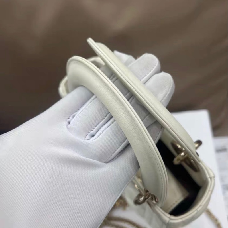lady dior mini 白金色 戴妃白色 全新 全套齊有收據-5