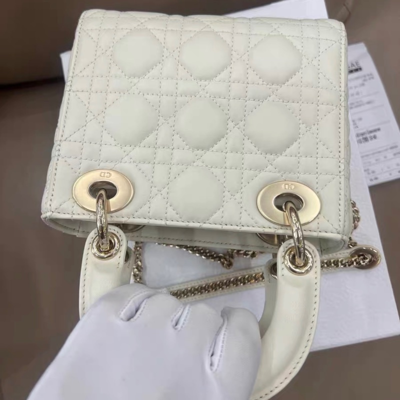 lady dior mini 白金色 戴妃白色 全新 全套齊有收據-7