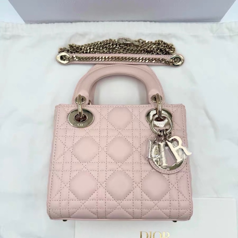 全新 Lady Dior mini 戴妃櫻花粉色 25年編碼收據(全套配件齊）-0