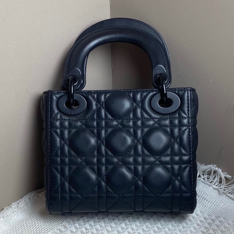 Lady dior mini 戴妃 磨沙黑色 全黑五金 97新-1