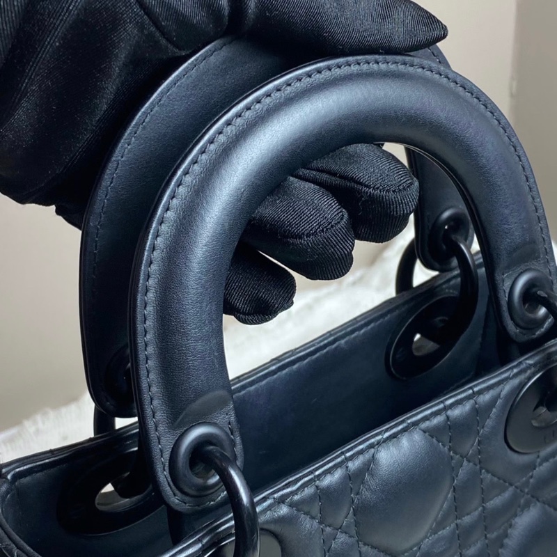 Lady dior mini 戴妃 磨沙黑色 全黑五金 97新-3