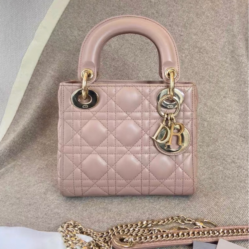 Lady dior mini 戴妃 珠光粉色 97 新-0