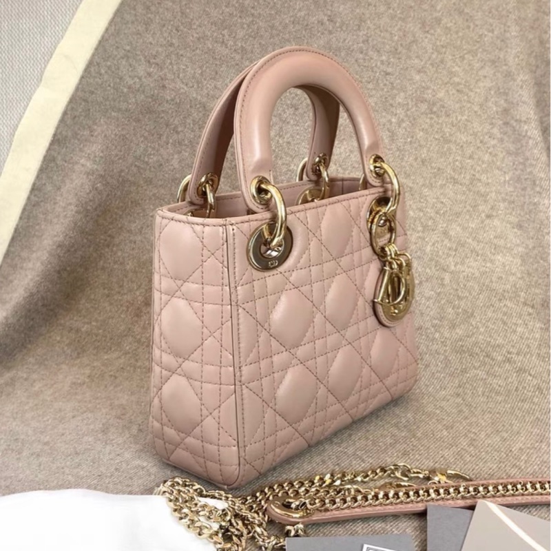 Lady dior mini 戴妃 珠光粉色 97 新-2