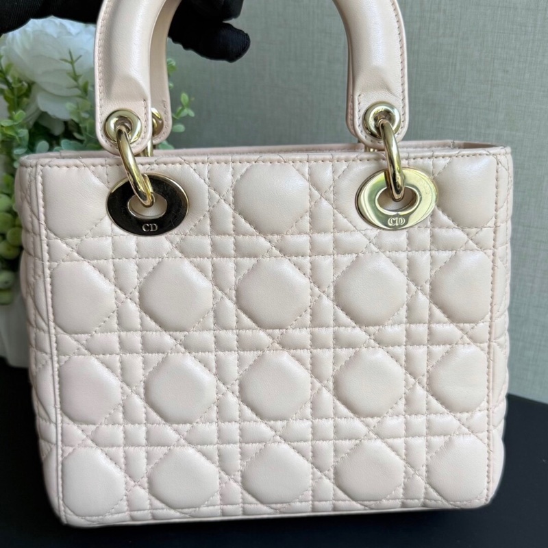 Lady dior small 戴妃4格 櫻花粉色 93 新-2