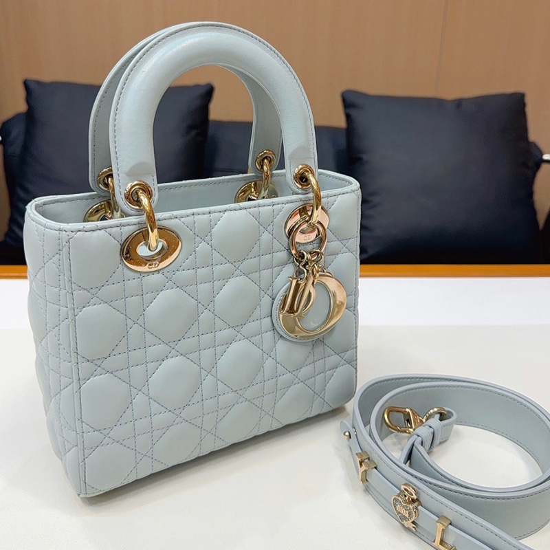 Lady dior small 四格戴妃 粉藍色 98新-1