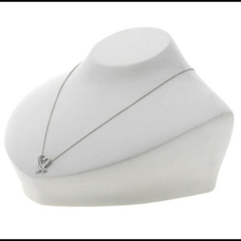 Tiffany & Co  Paloma  Picasso 18K白金愛心16吋鑽石項鍊