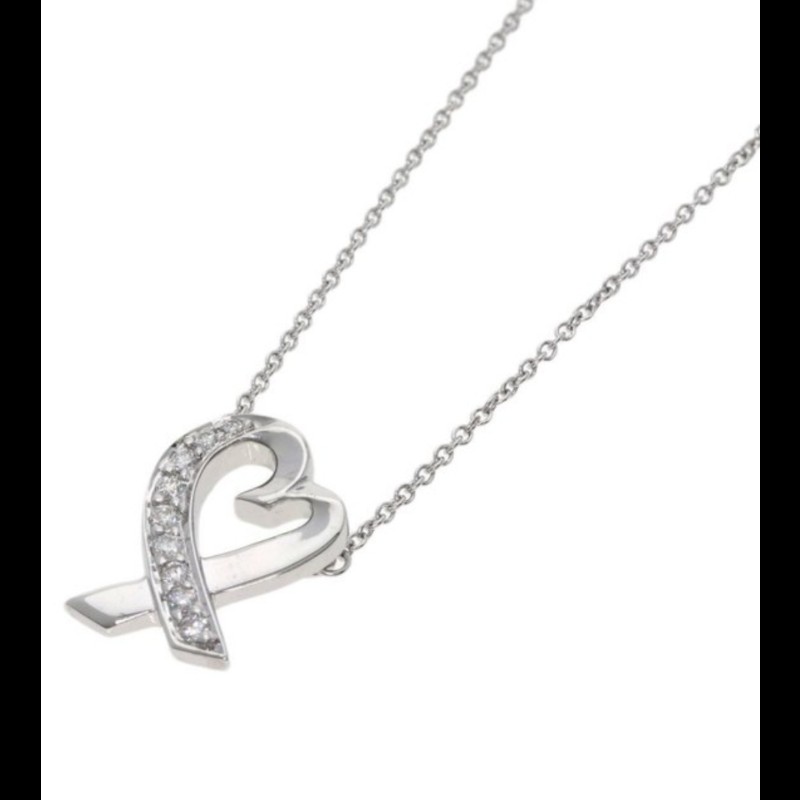 Tiffany & Co  Paloma  Picasso 18K白金愛心16吋鑽石項鍊-1