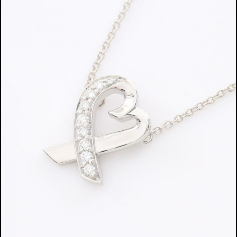 Tiffany & Co  Paloma  Picasso 18K白金愛心16吋鑽石項鍊-2