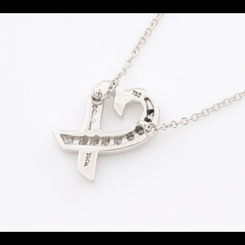 Tiffany & Co  Paloma  Picasso 18K白金愛心16吋鑽石項鍊-3