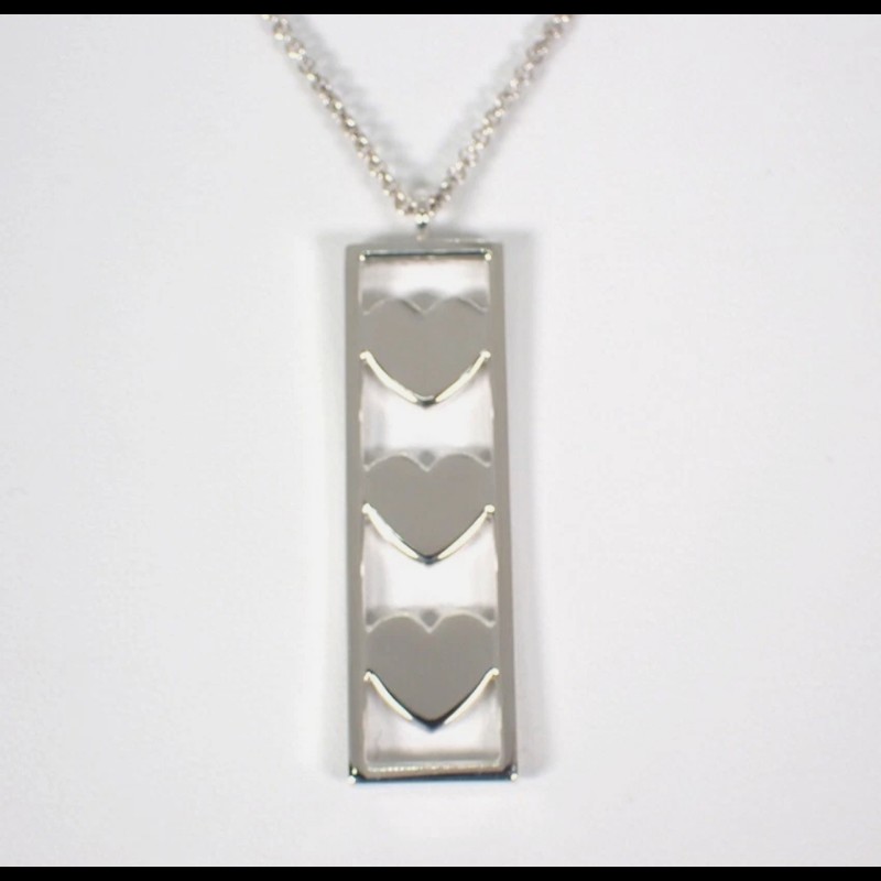 Tiffany & Co 長方框三愛心項鍊-5