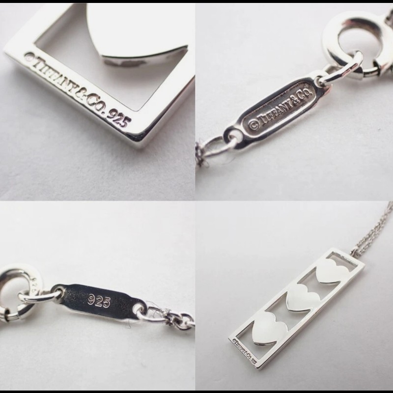 Tiffany & Co 長方框三愛心項鍊-7