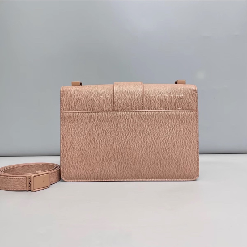 明星同款🤩99新🆕Dior迪奧磨砂藕粉色蒙田30荔枝紋單肩斜挎包-5