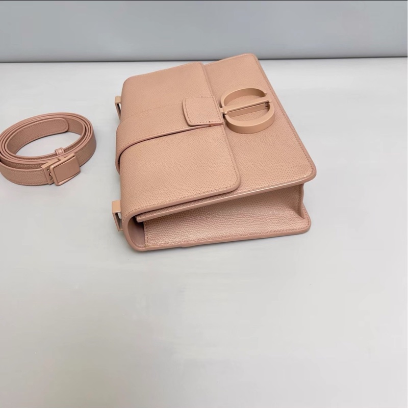 明星同款🤩99新🆕Dior迪奧磨砂藕粉色蒙田30荔枝紋單肩斜挎包-6