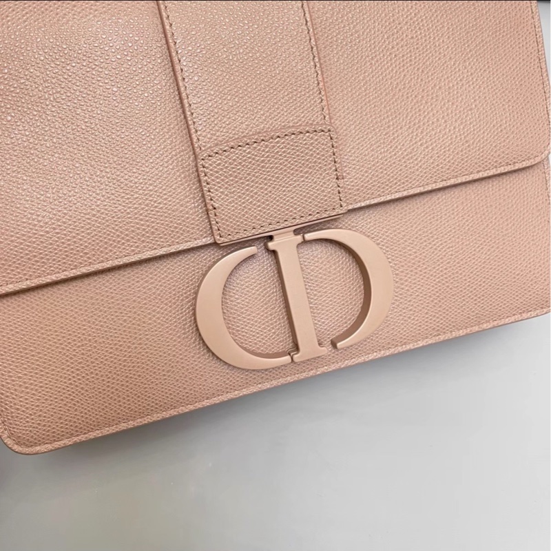明星同款🤩99新🆕Dior迪奧磨砂藕粉色蒙田30荔枝紋單肩斜挎包-9