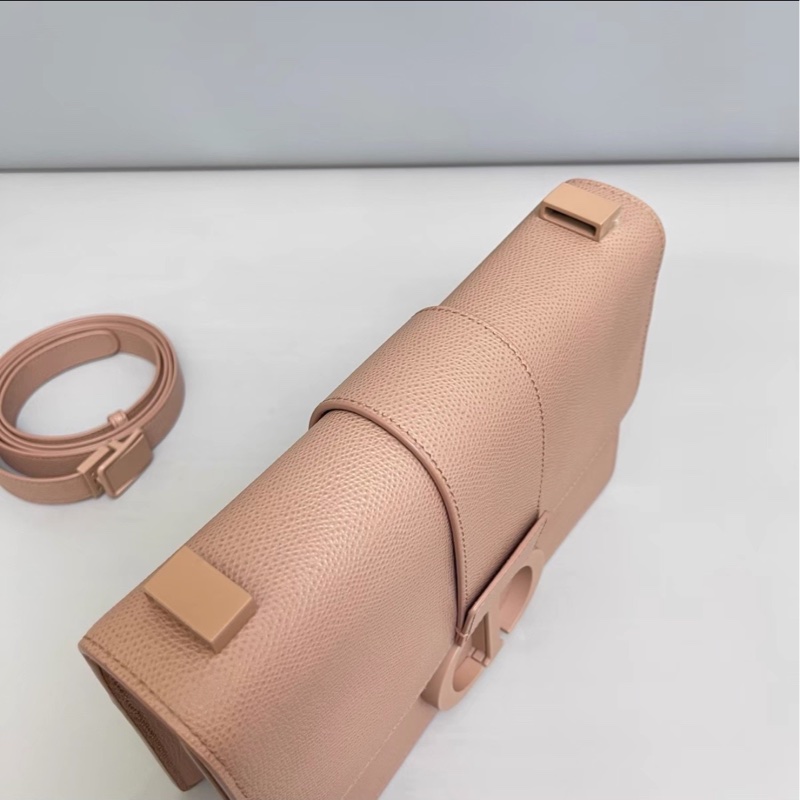 明星同款🤩99新🆕Dior迪奧磨砂藕粉色蒙田30荔枝紋單肩斜挎包-10