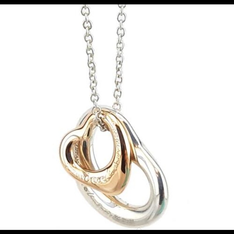 Tiffany & Co 18K金+純銀Open heart 墬飾項鍊-1