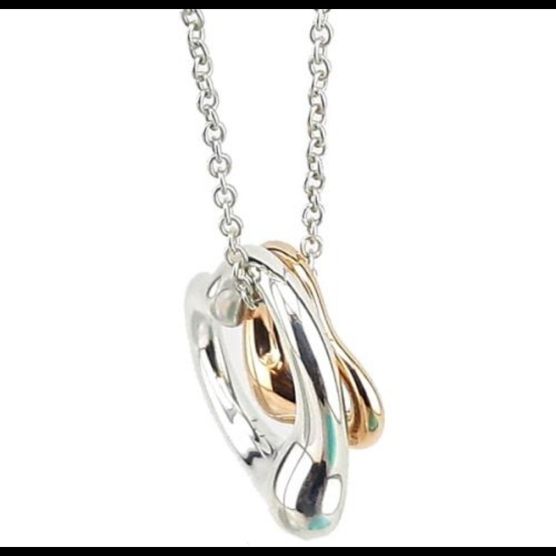 Tiffany & Co 18K金+純銀Open heart 墬飾項鍊-4