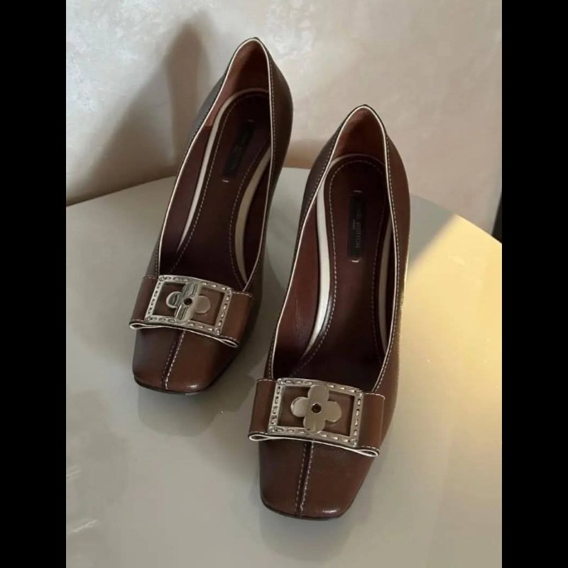 Louis Vuitton Sienne Suhail 棕色皮革高跟鞋-0