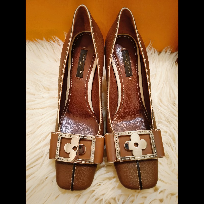 Louis Vuitton Sienne Suhail 棕色皮革高跟鞋-2