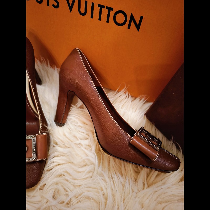 Louis Vuitton Sienne Suhail 棕色皮革高跟鞋-3