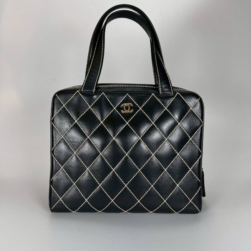 Chanel vintage 外縫線菱格紋手提包-1