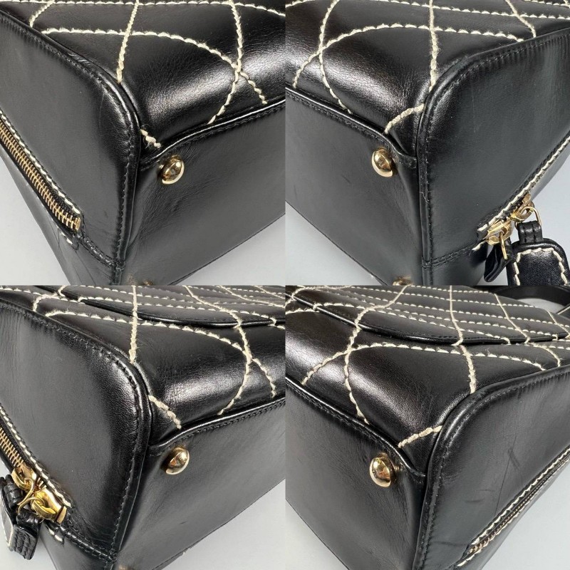 Chanel vintage 外縫線菱格紋手提包-9